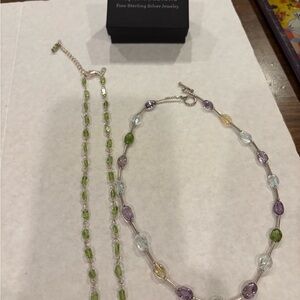 2 Silpada necklaces,  Vintage Green
Peridot N1216 and Multi Gemstone N0840